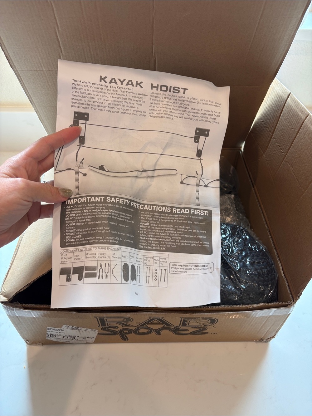 Boat & Kayak Hoist Pulley Kit by - Black